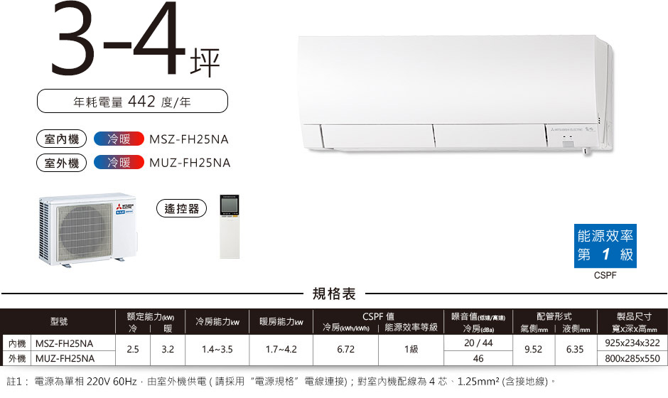 霧之峰 KIRIGAMINE MSZ-FH 3-4坪